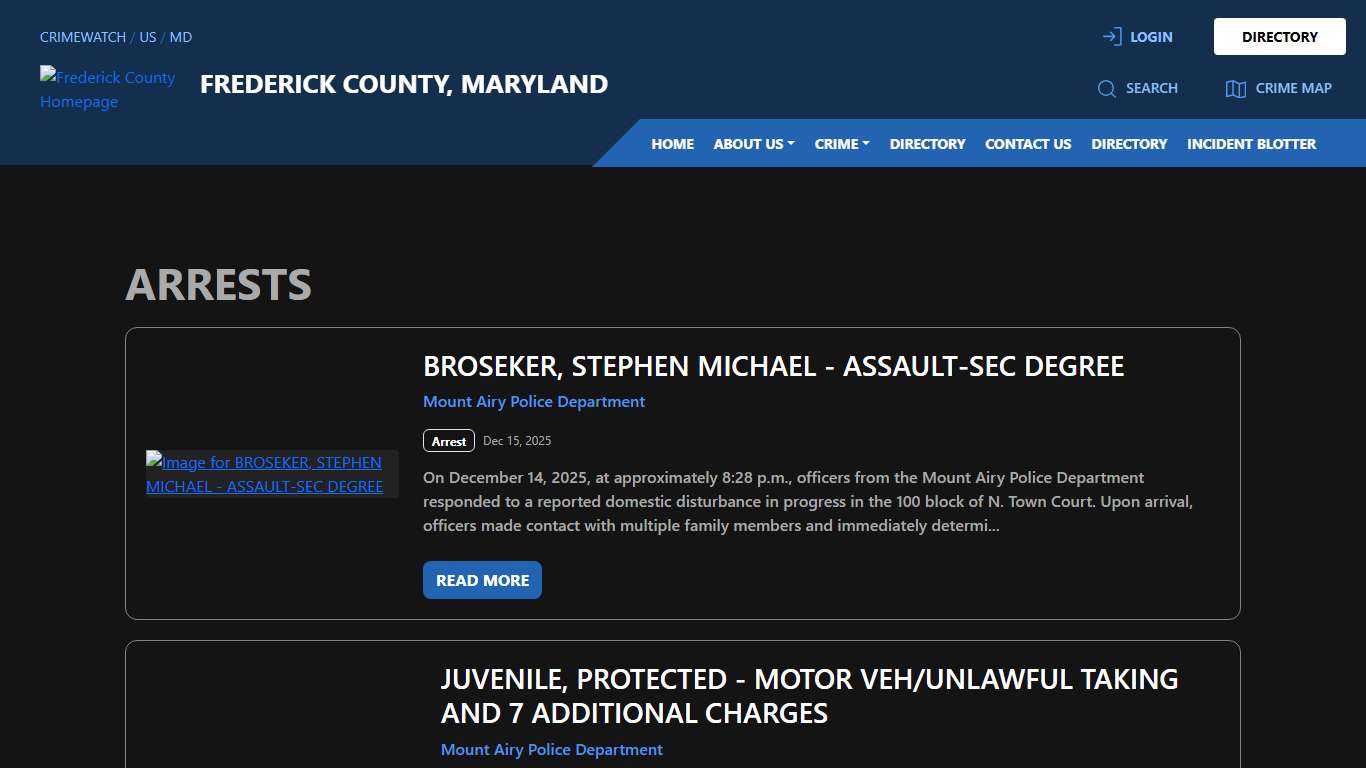 Arrests for Frederick County, Maryland | CRIMEWATCH