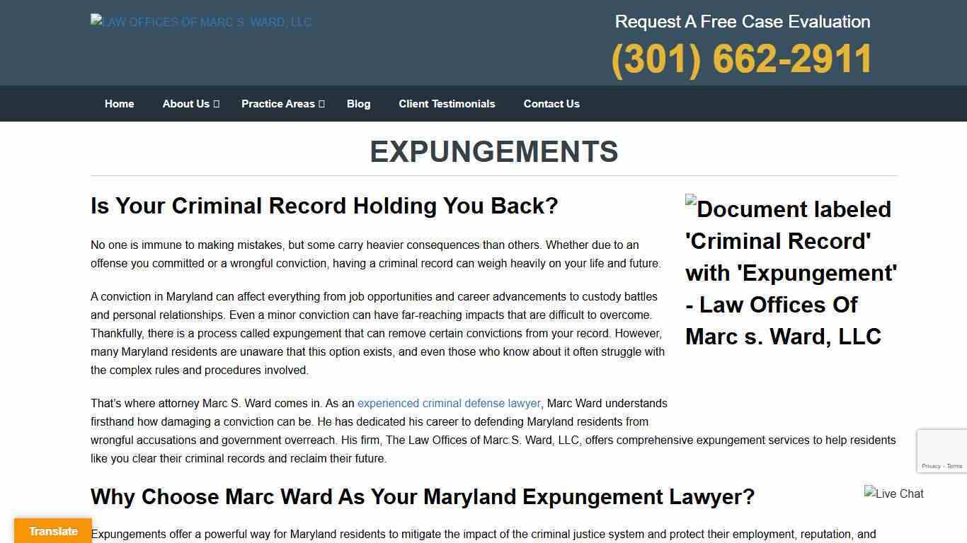 Marc Ward | Frederick County, Maryland Expungement Lawyer